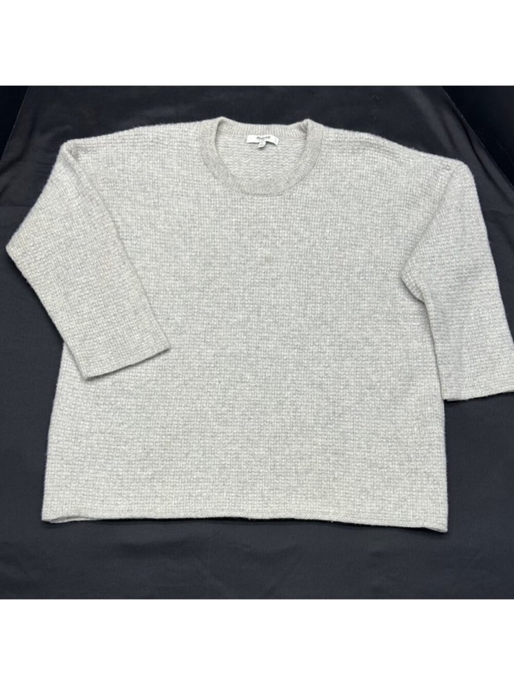 Madewell Womens Gray Wool Sweater Size L Crewneck 3/4 Sleeves Soft Casual